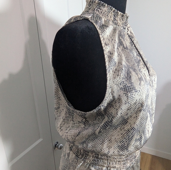 Evereve Allison Joy Cora Womens Midi Dress Snake Print Sleeveless sz L Wedding - Picture 7 of 13